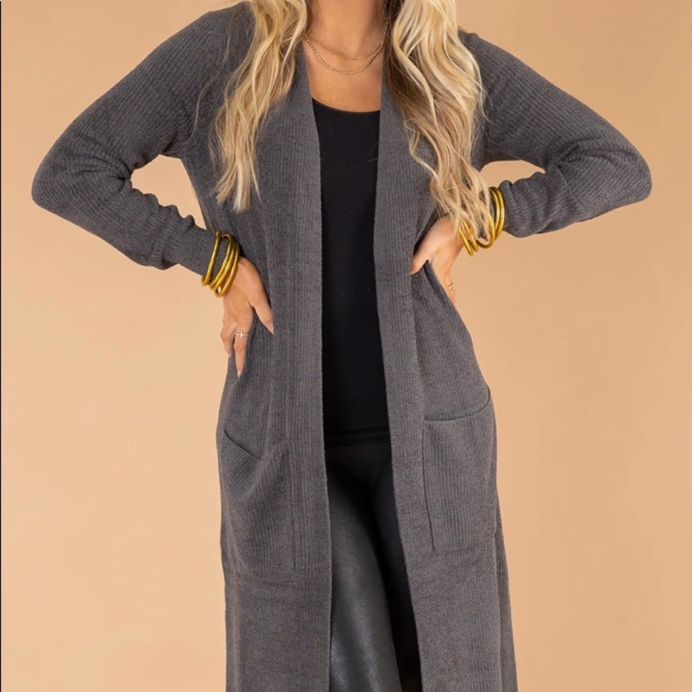 Barefoot Dreams Gray Cozy Chic Ultra Lite Long Cardigan